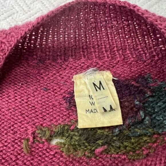 Vintage 80s 90s Jantzen Wool Textured Floral Paisley Knit Sweater Women’s M - Picture 4 of 14